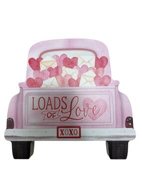 5for20 Valentine’s Day pink truck wood sign